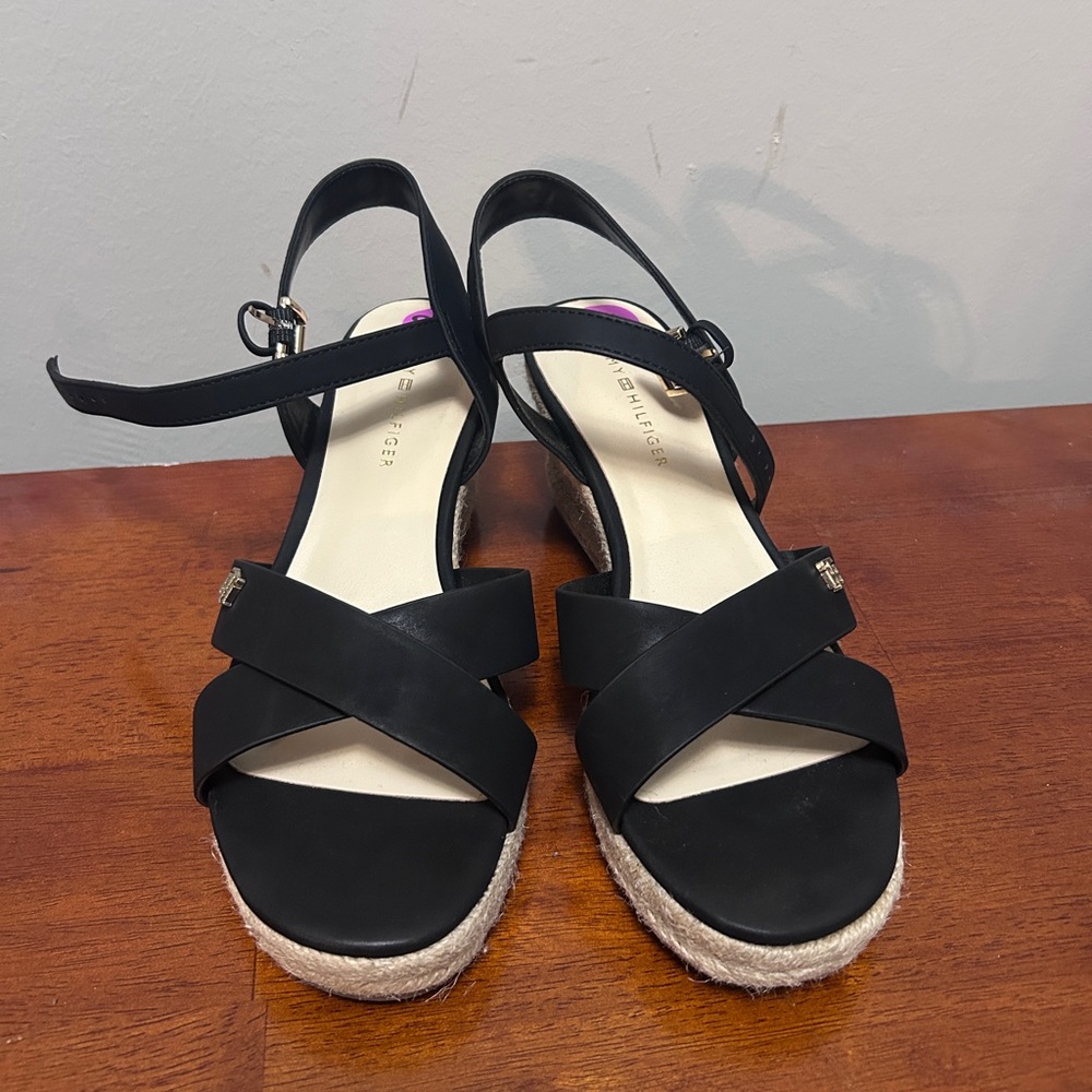 Tommy Hilfiger Black Wedges 8.5